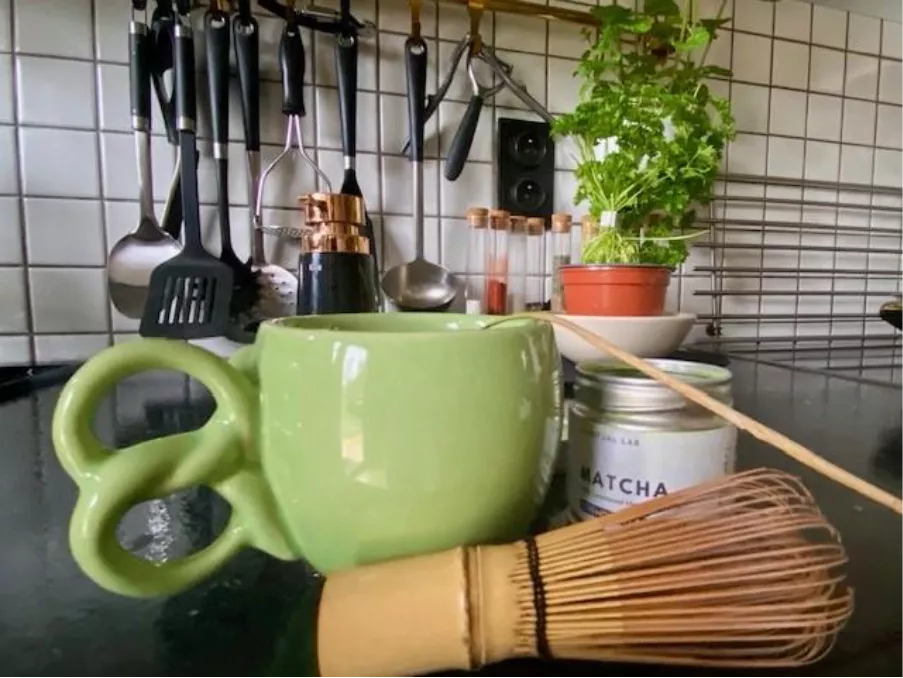 Matcha brush and bowl in a kitchen